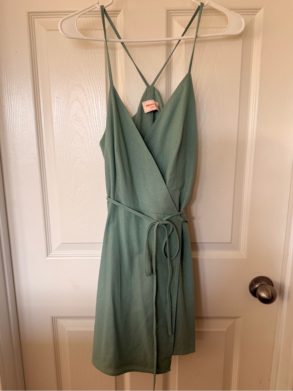 Sage green wrap dress